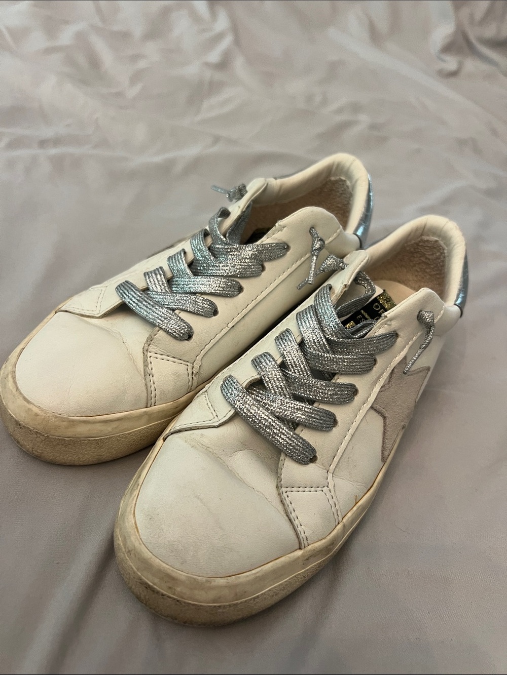 Vintage Havana White Sneakers with Silver Accents